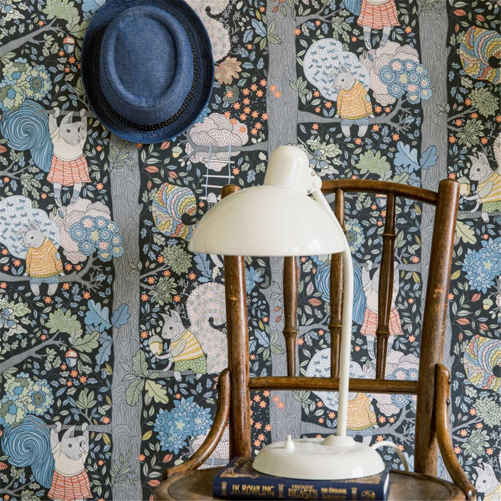 Papel de Parede Esquilo dos Desenhos Animados para Quarto Infantil Papel de Parede Personalizado para Quarto Adesivos de Parede para Decoração Beibehang3d