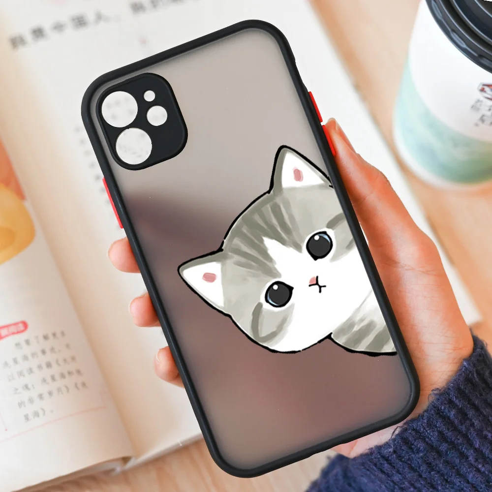 Adorable Cartoon Cat Shockproof Matte Phone Case - Durable and Stylish Cover