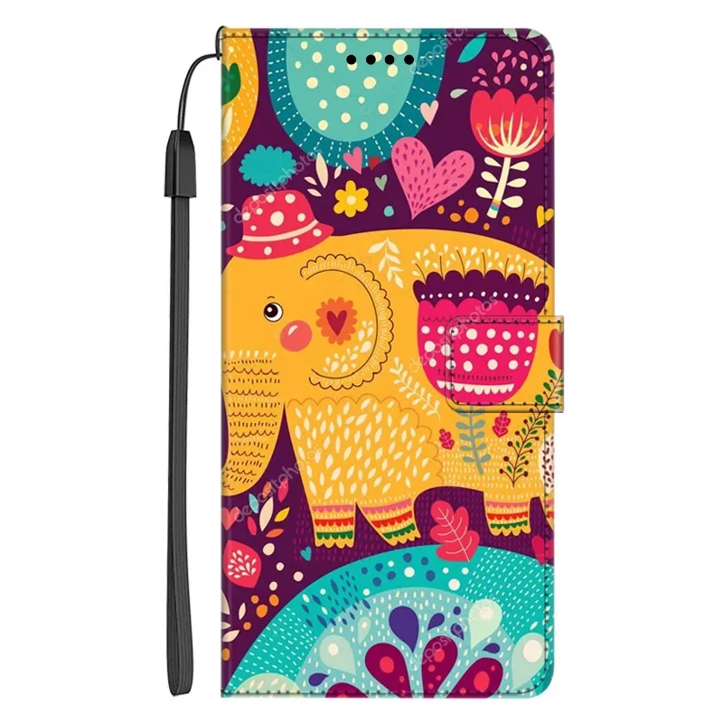 Luxury Leather Flip Case Wallet with Stand and Artistic Design