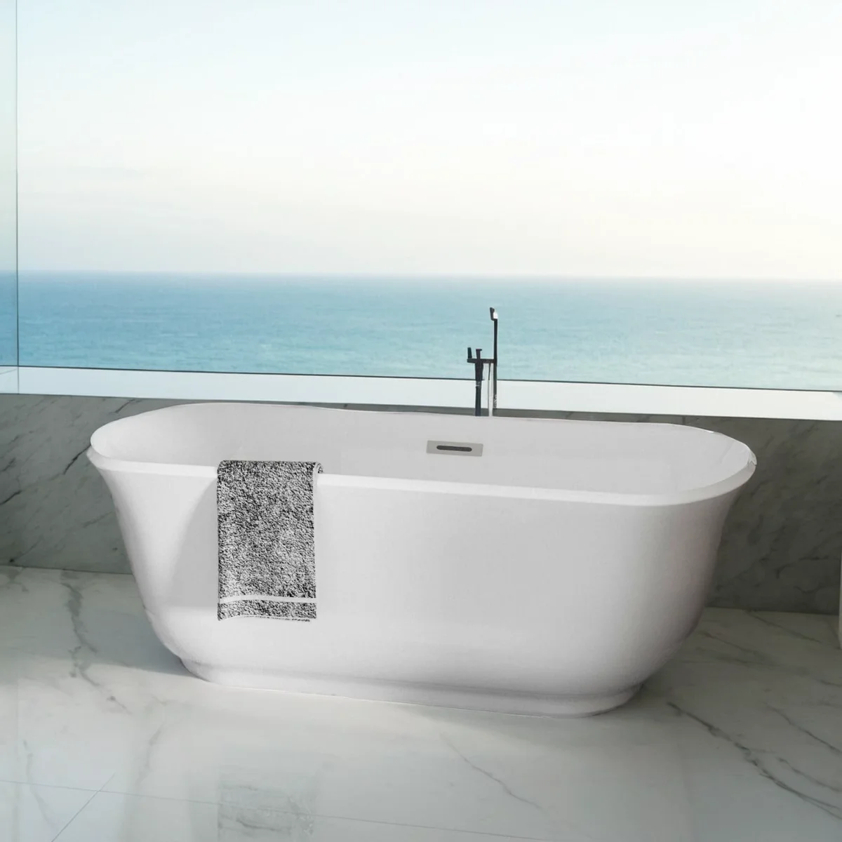 Acrylic Alcove Freestanding Soaking Bathtub 5