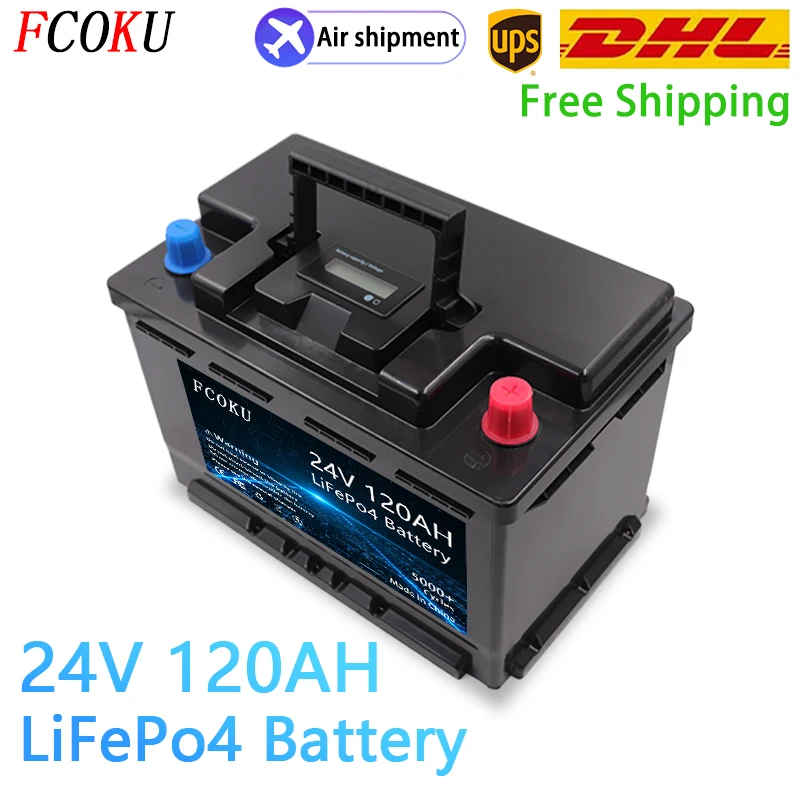 

New 24V 120Ah LiFePO4 Battery Pack With BMS,for Solar Power System RV House Trolling Motor 24V Lithium Iron Phosphate Battery