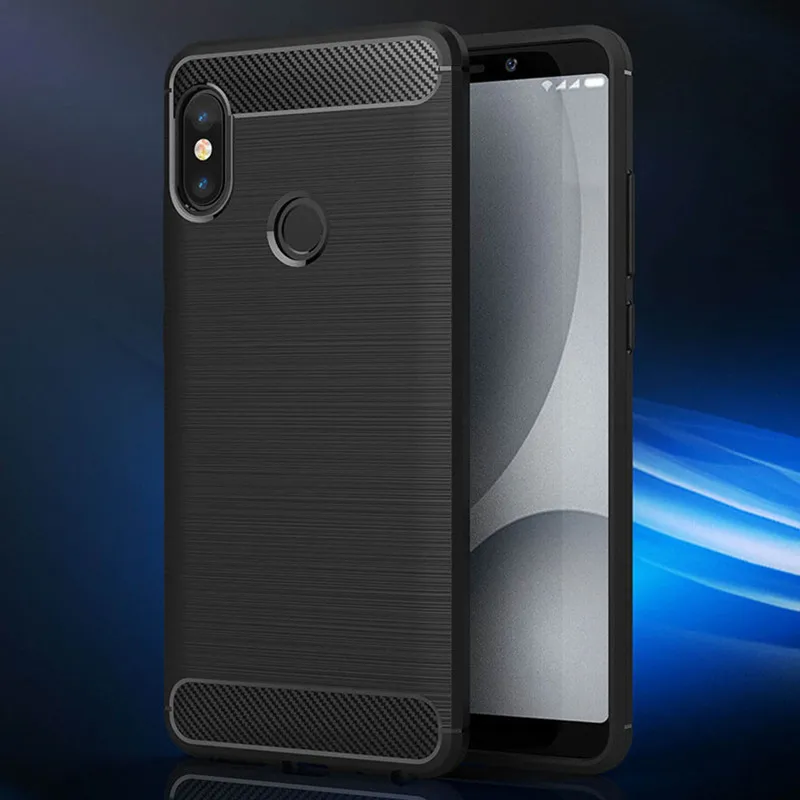 Shockproof Soft Matte Carbon Fiber Phone Cover - Silicone Case for Xiaomi Redmi Note 5 & Note 5 Pro