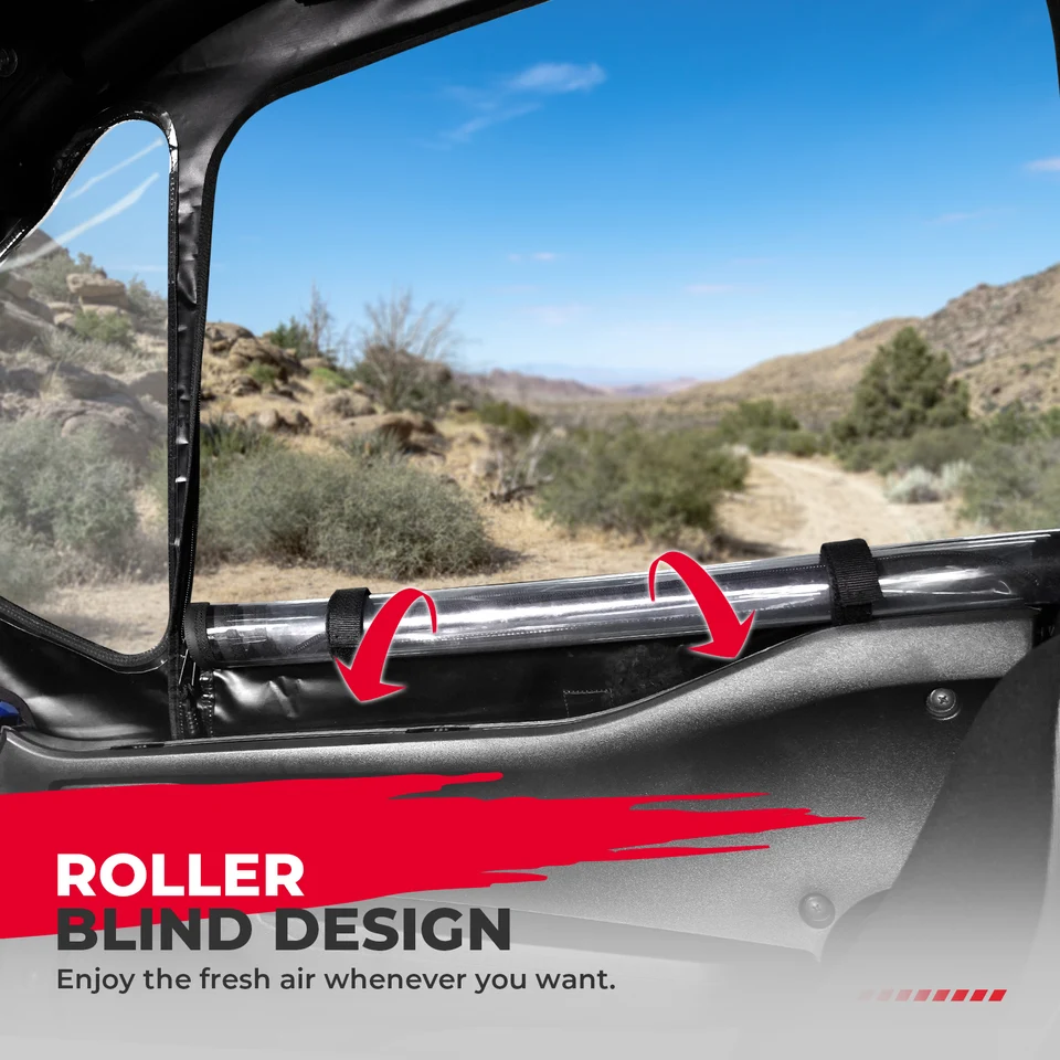 Soft Upper Door Set For Kawasaki Teryx KRX 1000 (2020-2023) - UTV Door Enclosure With Clear Windows, Fits Roll Cage