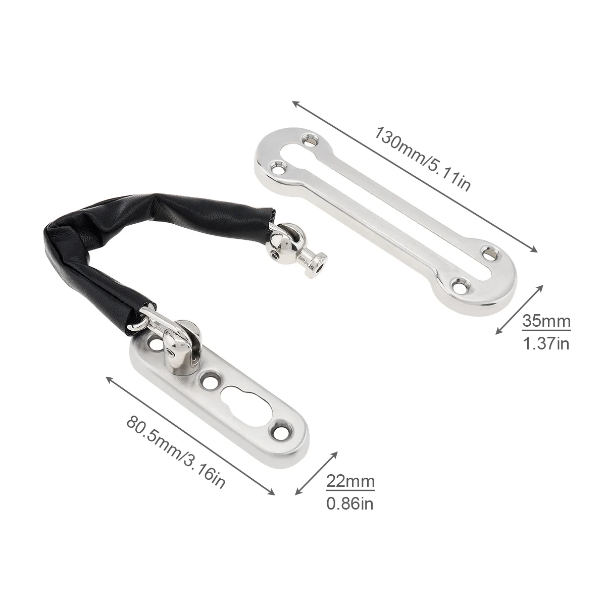 Door Chain Lock  Stainless Steel Casting Guard Latch Lock Thicken Security Chain with PU Leather Cover for Inside Door
