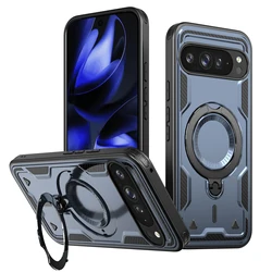 Enhanced Magnetic Armor Stand Case with Wireless Charging Compatibility - Shockproof Protection Cover - Google Pixel 10a (TH - Blue)