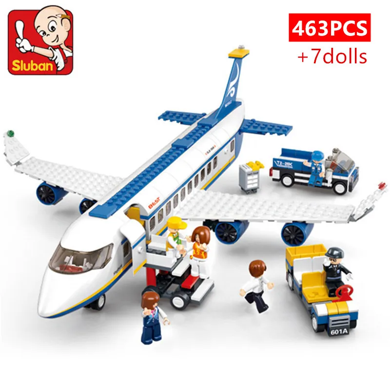 463Pcs City Airport Airbus Aircraft Airplane Plane Brinquedos Avion Model Building Blocks Bricks Educational Toys for Children