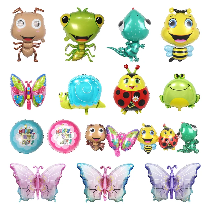 Ameise Mantis Schmetterling Biene Aluminiumfolie Ballons Frosch Marienkäfer Schnecke Ballon Babyparty Geburtstagsfeier Insektenthema Dekorationen