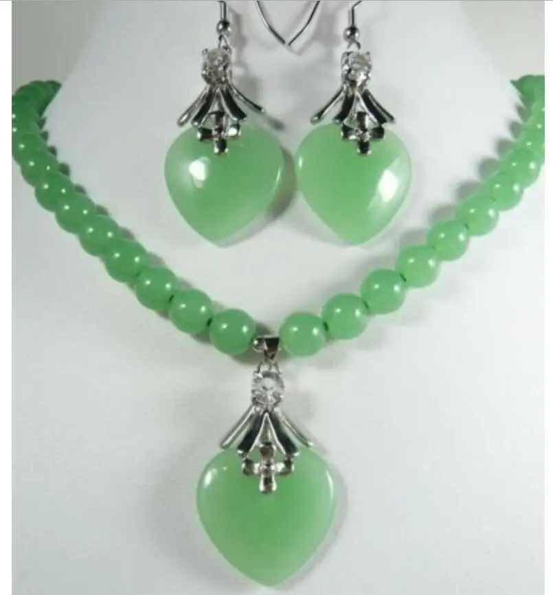 

noblest red green Purple jade Necklace heart-shaped pendant Earring set