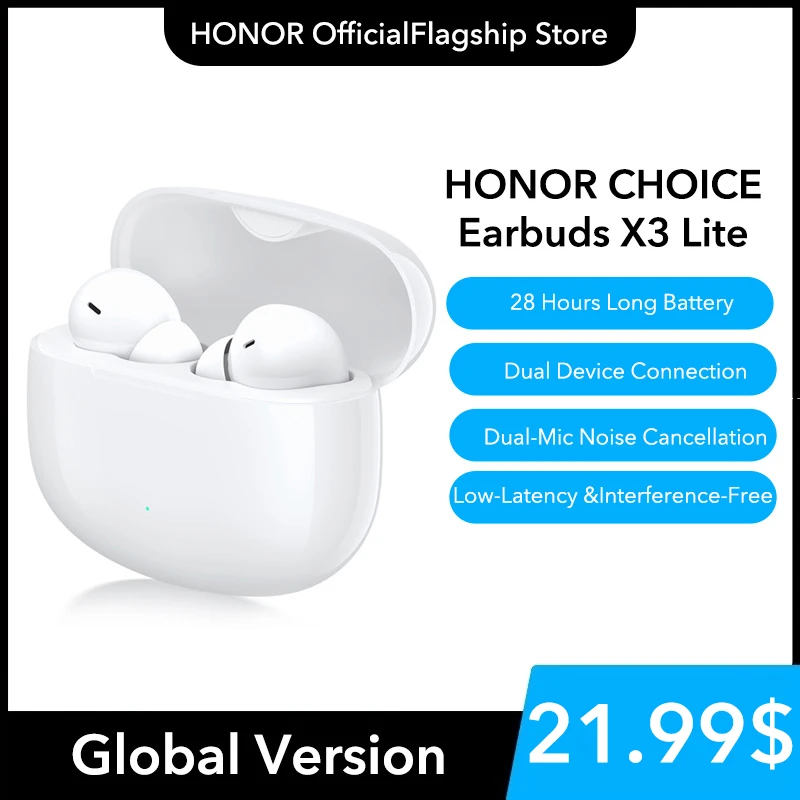 HONOR CHOICE Earbuds X3 Lite TWS Fones de ouvido Dual Mic Cancelamento ...