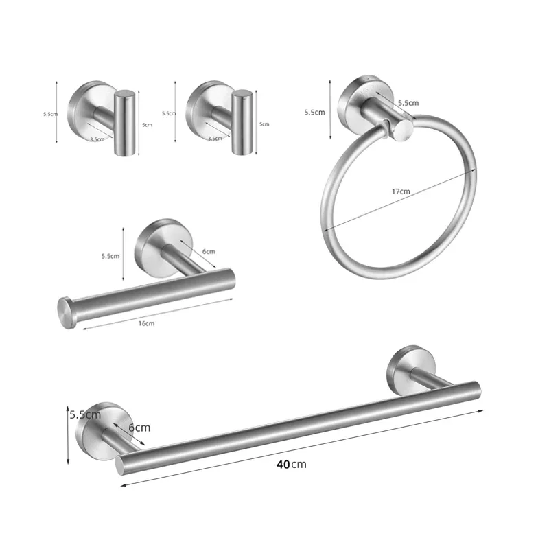 Description Picture 3 of itemSilver Paper Holder Bathroom Hardware Set 304 Stainless Steel Towel Rack Toilet Liquid Soap Holder Towel Bar Toilet Accessories