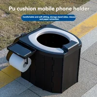 Portable Folding Toilet With PU Seat Cushion, Portable Toilet With Lid For RV, Car, Camping, Hiking, Travelling 1