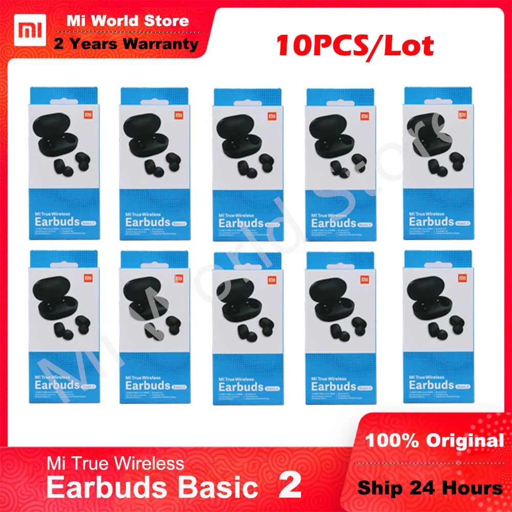 10 Pieces/Lot Xiaomi Redmi AirDots 2 Noise Reduction with Mic AI Control Redmi AirDots S Air DotsTrue Wireless Headset Wholesale wireless headphones with mic Microphones