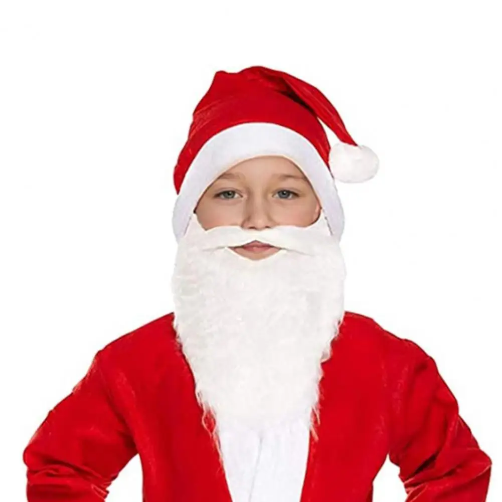 Santa Claus Beard Curly Fluffy Costume Adults/Kids Christmas Performance Santa Fake White Handlebar Mustache for Party