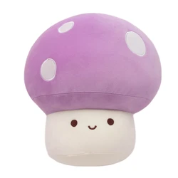 Colorful Squishy Mushroom Plush Pillow - Cute Plushie Back Support Cushion - 10cm doll (Purple mushroom)
