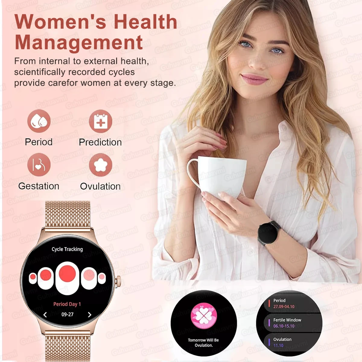 Luxury ladies' Smart Watch 1.43 Inch 466×466  Amoled Screen Bluetooth Call Blood Oxygen/Pressure Monitoring For Xiaomi Wristband 5