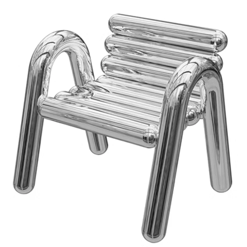 Modern Simplicity Stainless Steel Chair Creative Design Minimalism Style ART Home Living Room Chair Stainless Glass Tea Table
