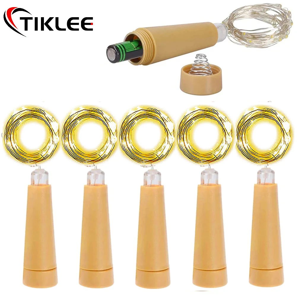 6x LED 코르크 와인 병 요정 조명 배터리 구리 와이어 문자열 조명 크리스마..