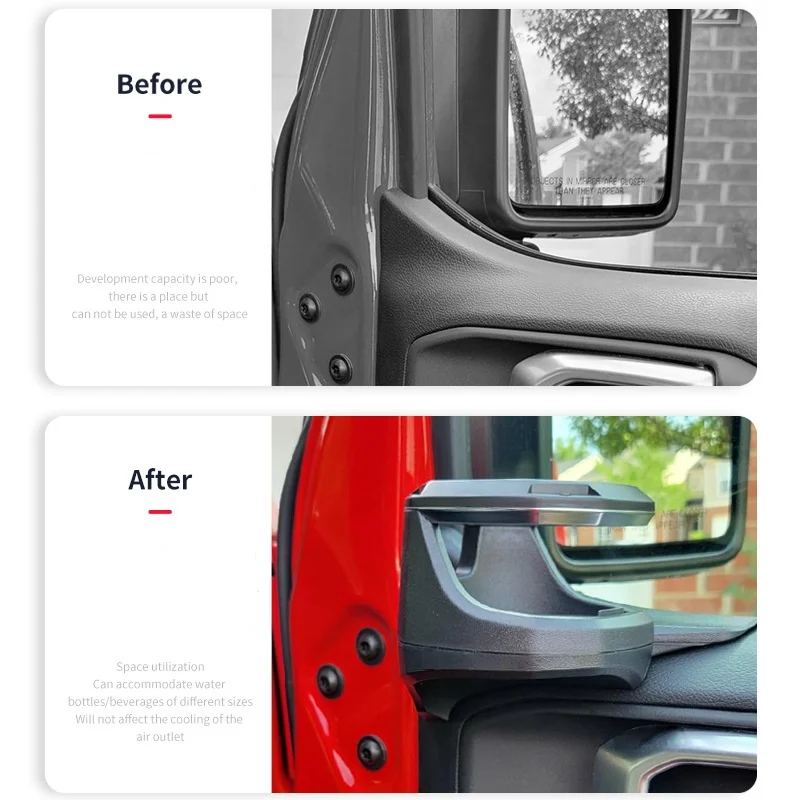 지프 랭글러(JL)/검투사(JT) 2018-2024 랭글러 액세서리 도어 컵 홀더용 컵 홀더