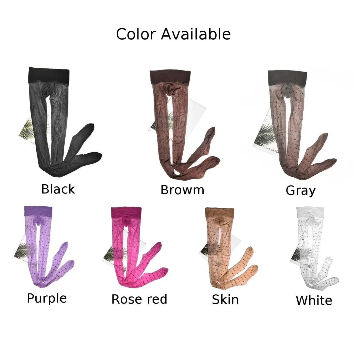 Men Leotard Sexy Spots Mesh Long Socks Nightclub See Through Stockings Pantyhose Tight Hosiery Seamless