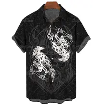 

New 3d print men's shirt viking pattern short sleeve summer hawaiian shirt unisex loose fashion casual holiday christmas top