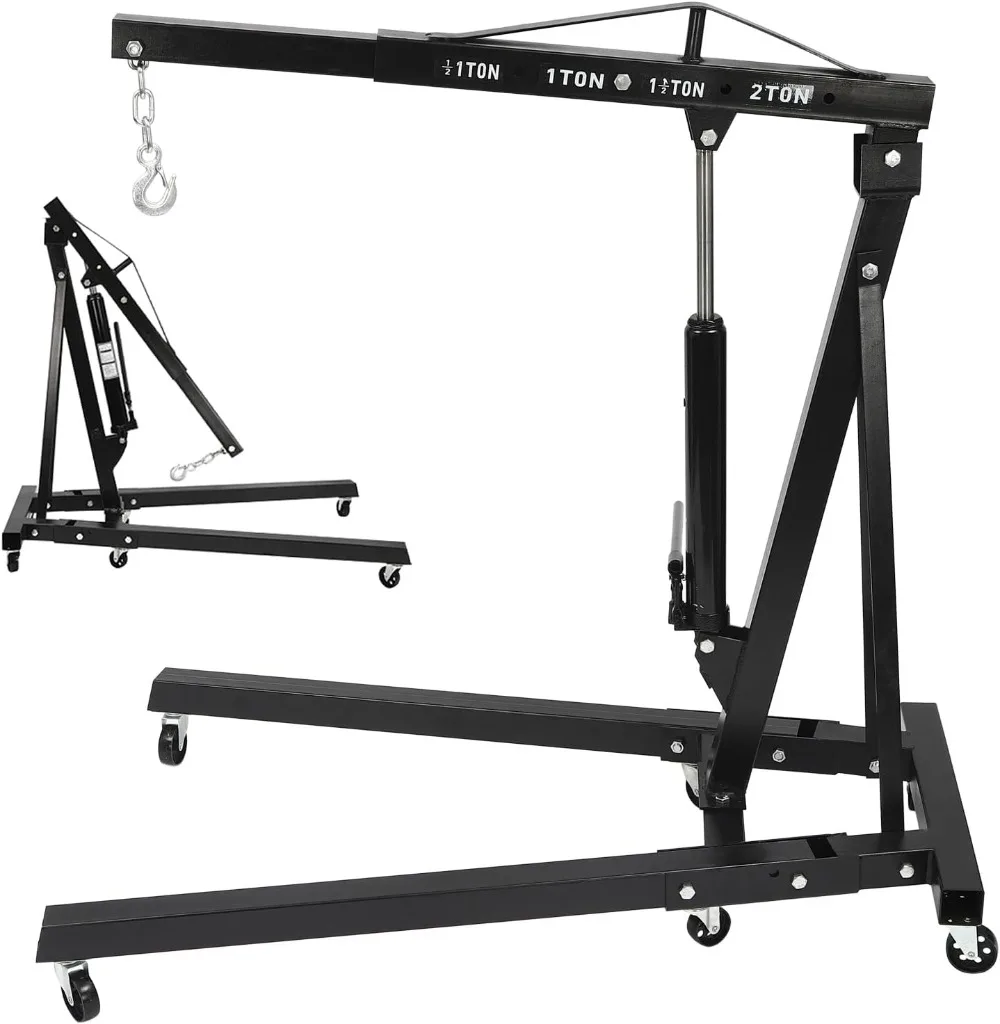 Engine Hoist 2 Ton Folding Cherry Picker Shop Crane Hoist Lift Heavy Duty Folding Shop Crane Engine Lift Lever for