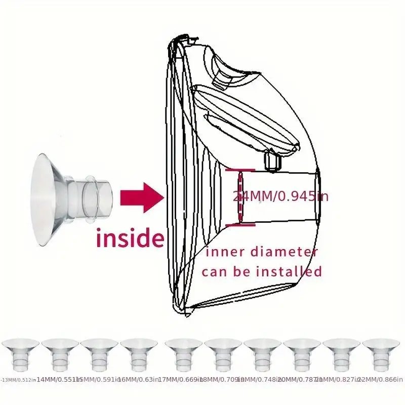 Nipple Shields 1P Flange Insert Compatible with Momcozy/Medela/Spectra/YOUHA/TSRETE 24mm Shields/Flange Reduce 24mm Tunnel Down to Other Size