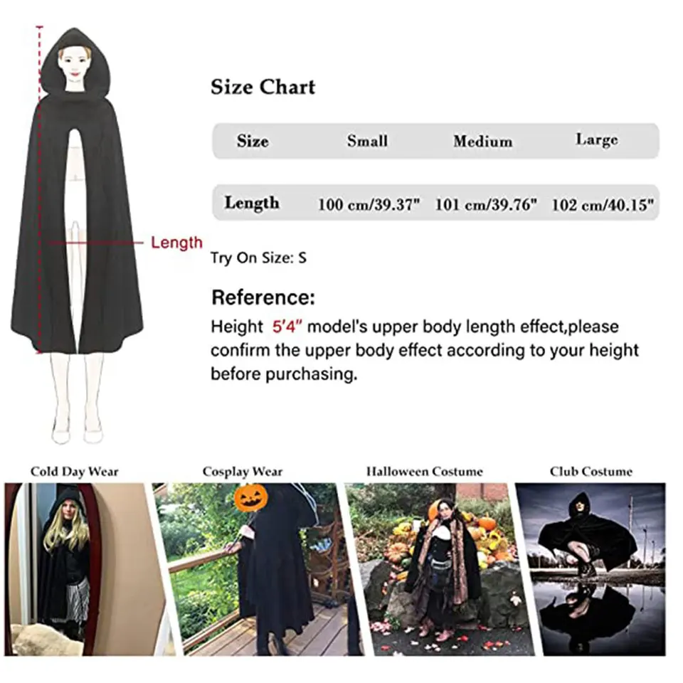 Mantello Medievale Uomo - Gotico Con Cappuccio, Per Costumi Vampiro, Mago O Cavaliere - Foto 9