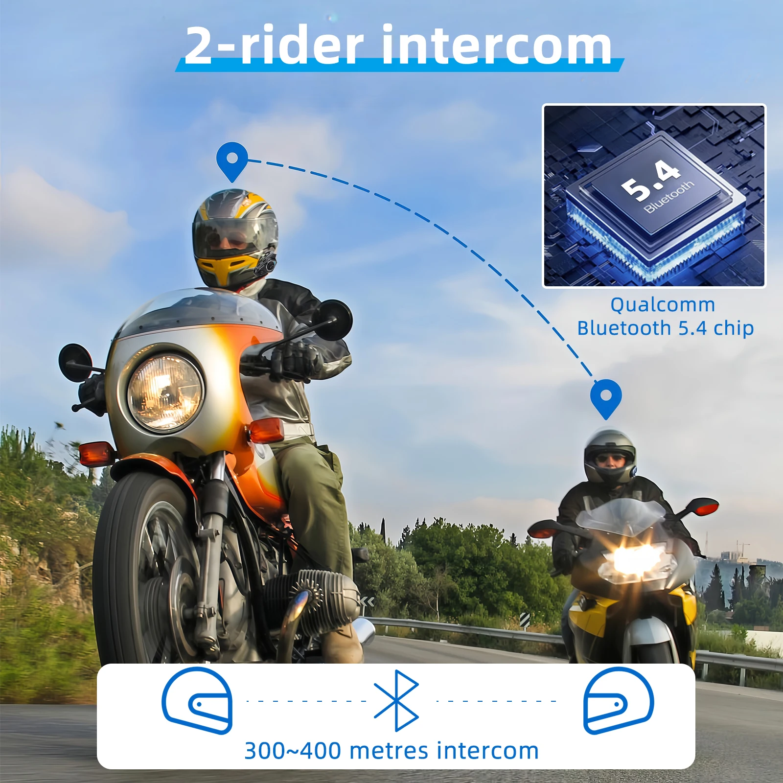Wayxin T2 Motorcycle Helmet Bluetooth Headset Intercom 4 Riders_voghion.com