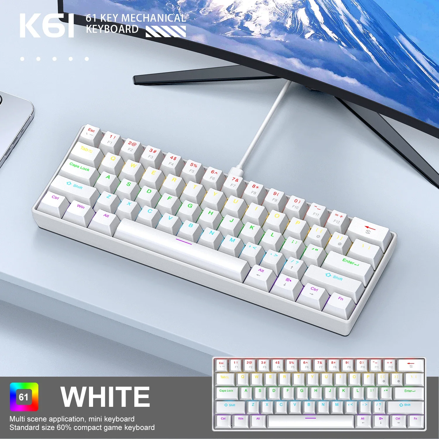 K61 White | CHINA | Red Switch