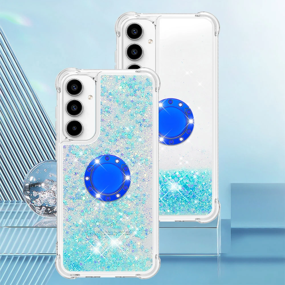 Liquid Quicksand Bling Sequins Phone Case with Ring Holder Cover