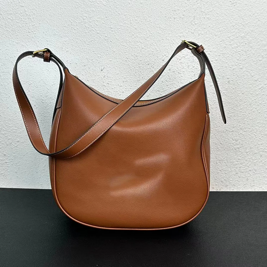 

2023 Solid High Quality Genuine Leather Elegant Casual Tote Crossbody Bags for Women Luxury Brand Armpit Bag