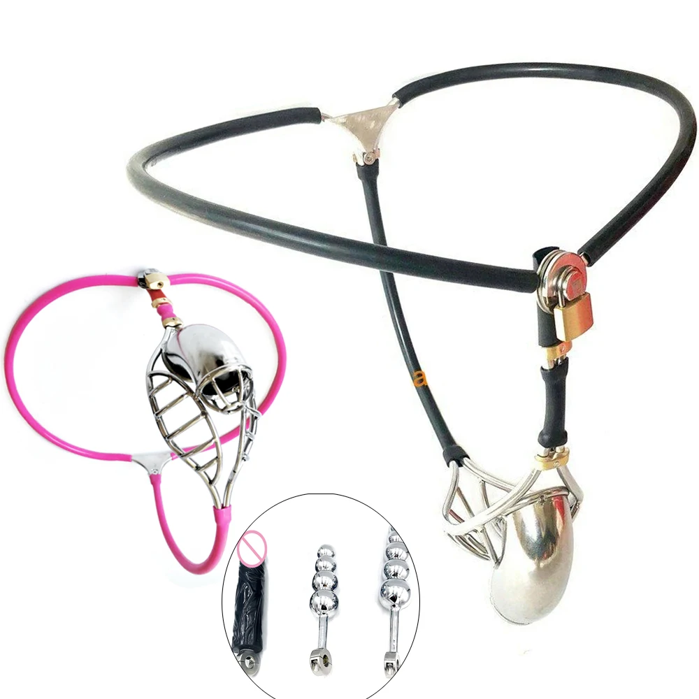Male Half-hollowed Invisible Chastity Belt Pants Stainless Steel