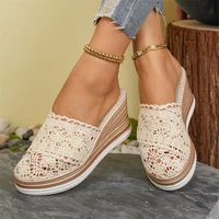 Chaussures femmes sandales été mode chaussures compensées femme respirant femmes sandales glisser chaussures souples femme sandales à talons hauts 5