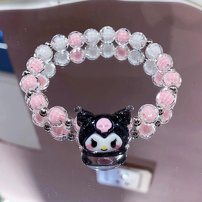 

Браслет Kawaii Sanrio с кристаллами и бусинами, браслет Kuromi My Melody Cinnamoroll, браслет для девочек, ювелирные изделия на запястье, подарок для лучших друзей
