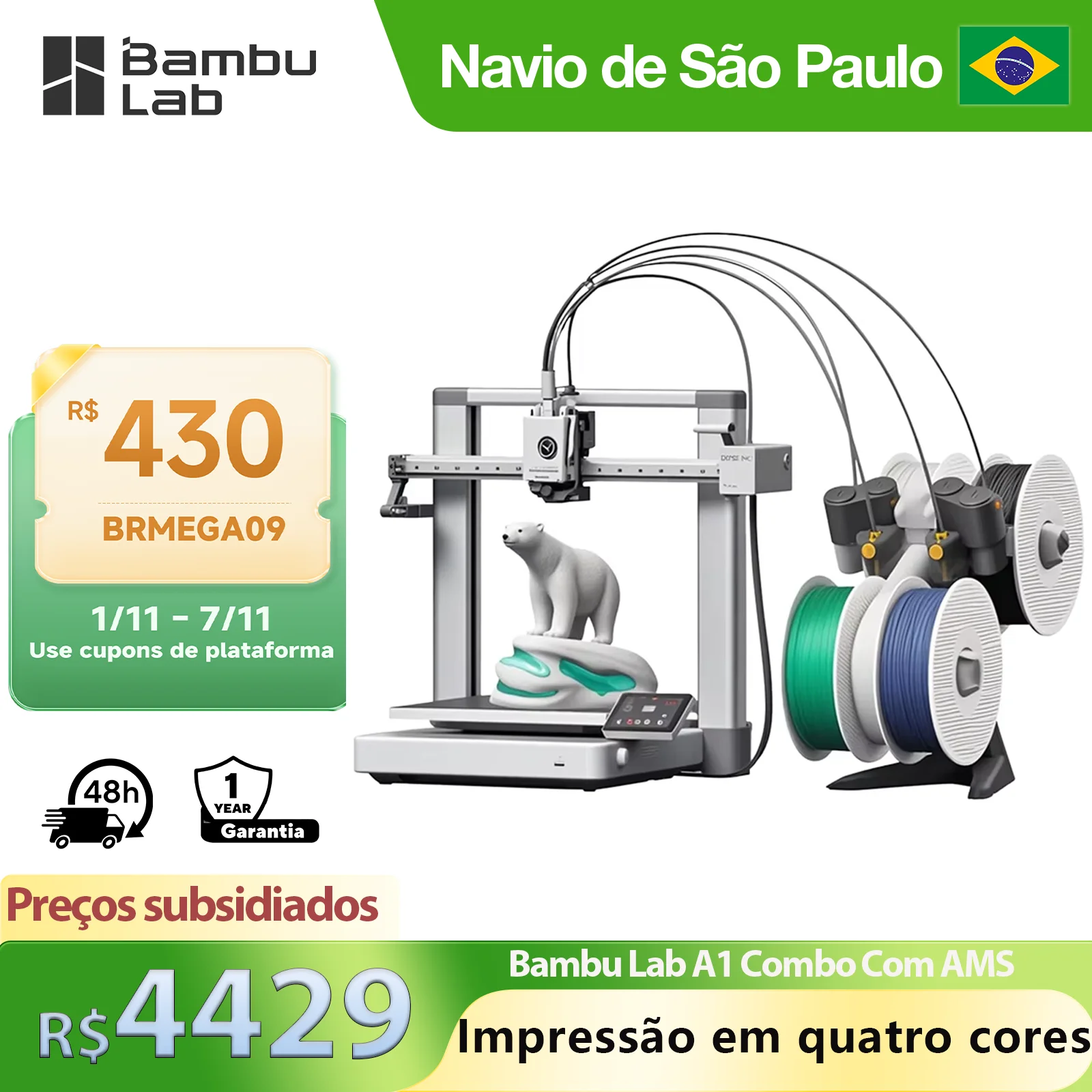 Bambu Lab A1 Combo 3D Printer with AMS Lite 500mm/s Ultra