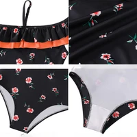 Baby Girls Swimwear Summer Bikini Set Sun Protection Kids Cute Floral Toddler Learn Swimming Suits One-Piece Ruffle Swimsuit 3