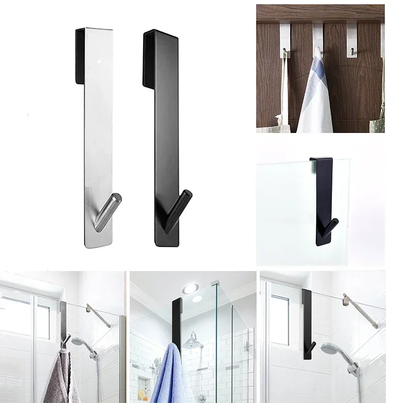 Bathrobe Hanger Holder Hooks Stainless Steel Over Glass Door Shower Door Back Shower S-Shape Towel Rack Bathroom Shelves
