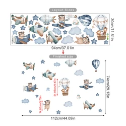 Whimsical Watercolor Animal Hot Air Balloon Wall Stickers (SL2379A)