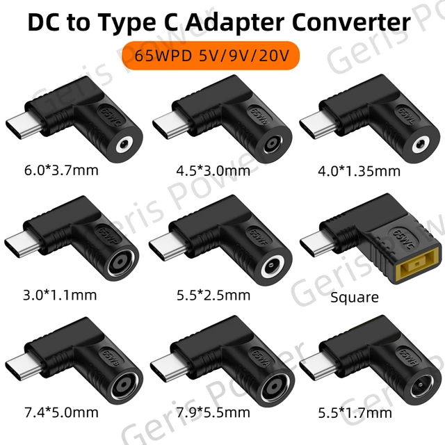 Adaptador de corriente USB 3,1 tipo C para cargador de ordenador portátil,  convertidor hembra a 4,0, 5,5x2,5, 4,5x3,0, 1,7mm x 4,0, Dc PD, enchufe de  carga rápida - AliExpress