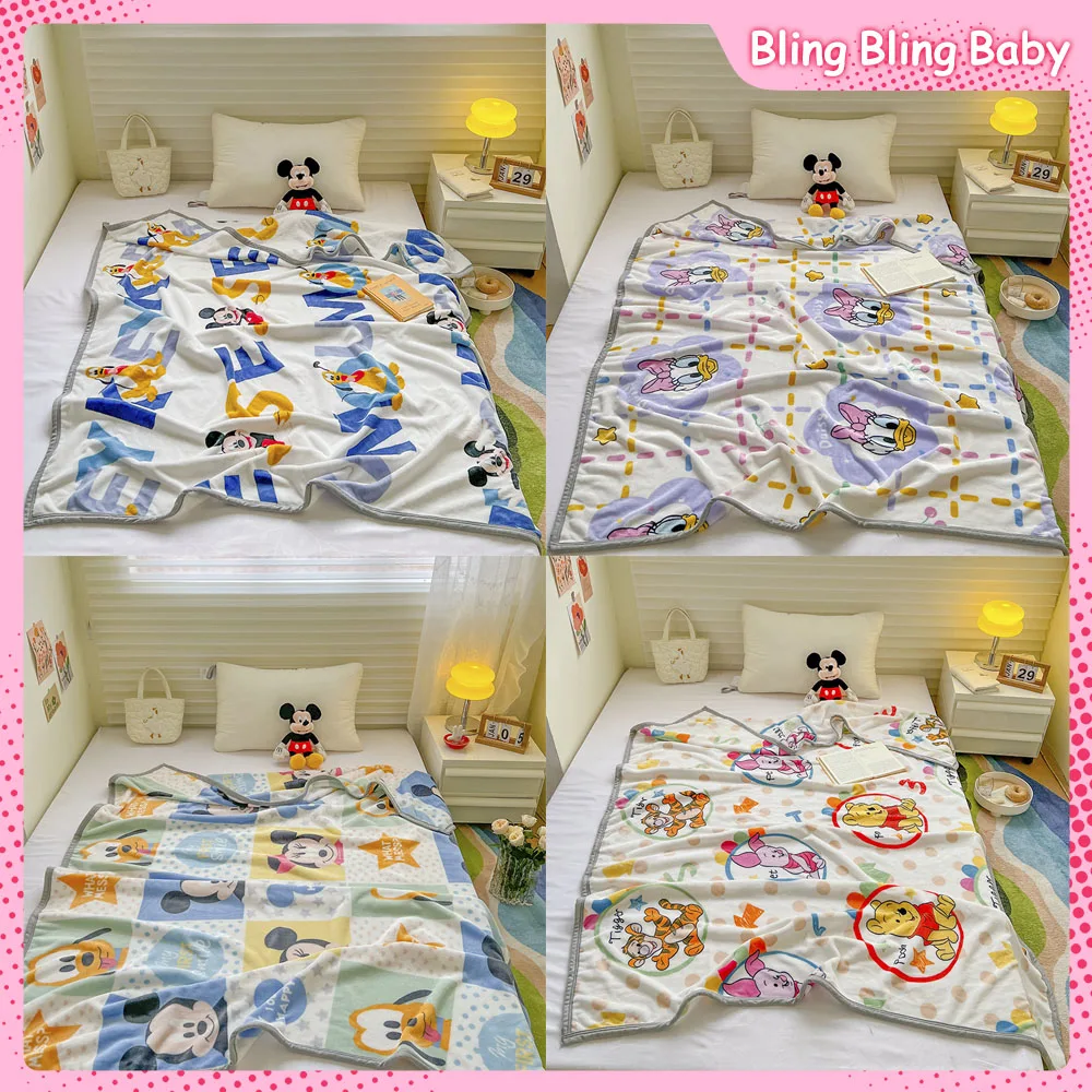 Cartoon Autumn Winter Sleeping Blanket Mickey Lotso Pooh Bear Kindergarten Nap Warmth Portable Outdoor Children Thicken Blanket