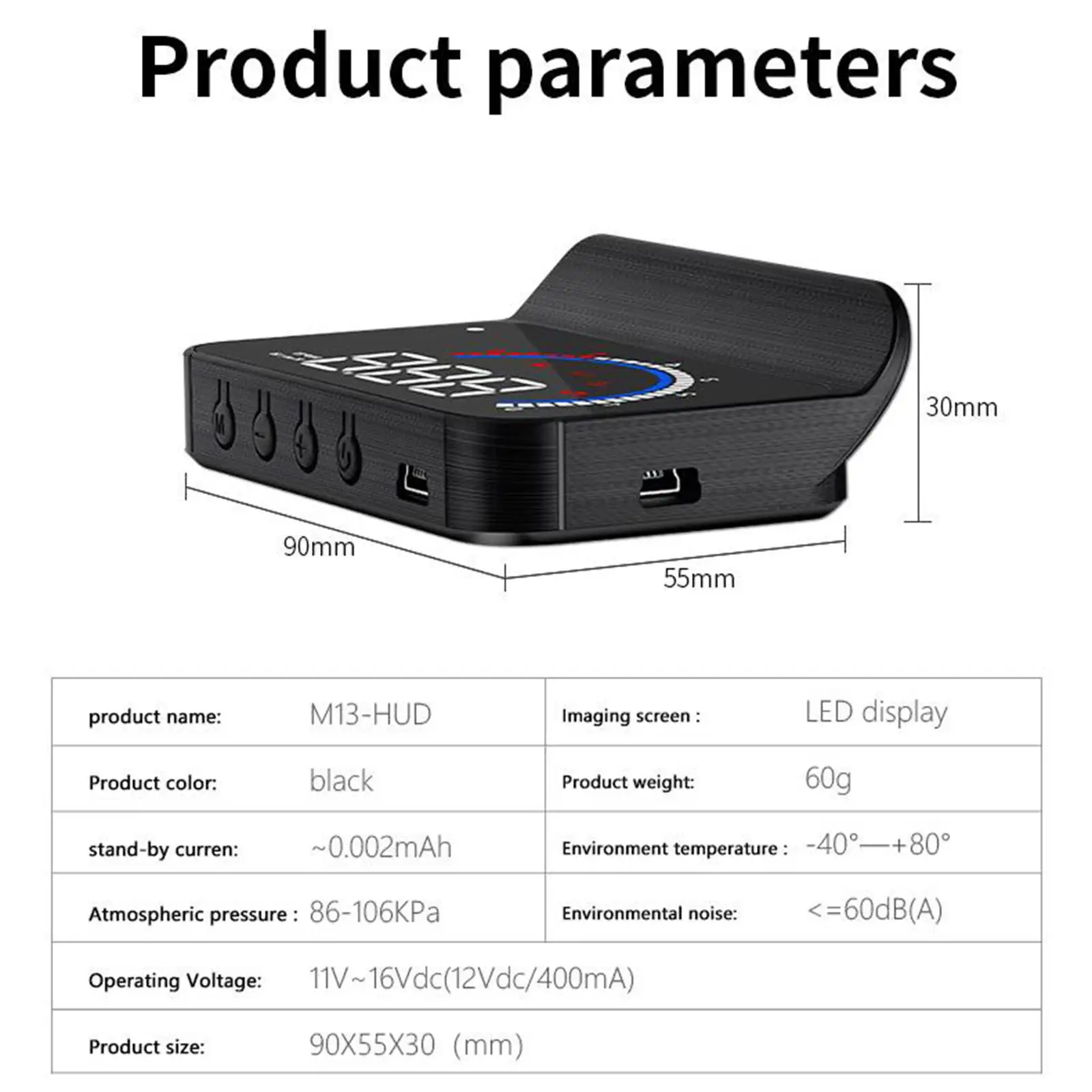 ڵ  HUD  ÷, OBD2 II ̽,  ӵ