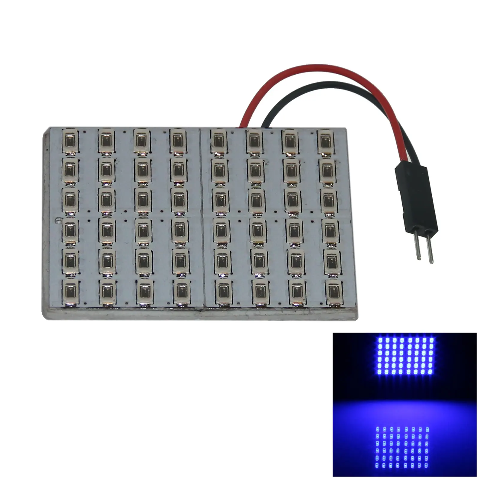 

1x Синяя Автомобильная панель, дверная лампа, лампа для чтения, Φ 48 излучателей 5630 SMD, фотолампа 10