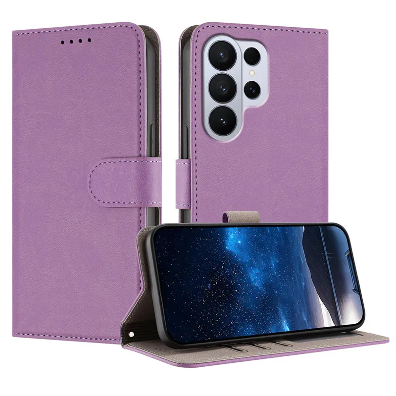 Leather Wallet Flip Case with Magnetic Closure and Card Holder
