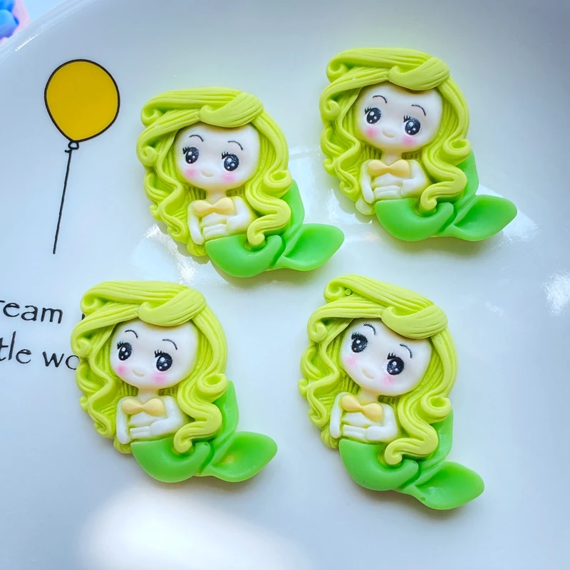 10Pcs The Mermaid Princess Flat Back Resin Cabochons Scrapbooking DIY Jewelry Craft Decoration Accessorie ornament crafts resin ornaments miniature ornament resin crafts