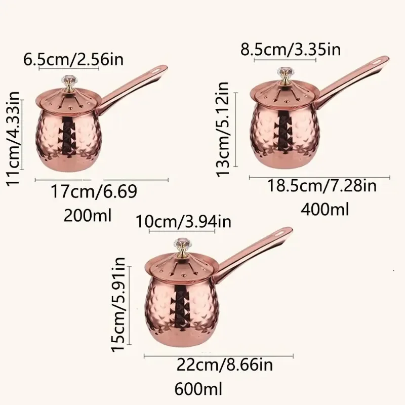 Stainless Steel Turkish Coffee Decanter Rustproof Turkish Coffee Warmer With Spout For Milk Chocolate Butters Melting