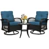3 Pieces Patio Furniture Set, Outdoor Wicker Patio Chairs with Thick Cushions and Glass Coffee Table, Modern Conversation Set 1