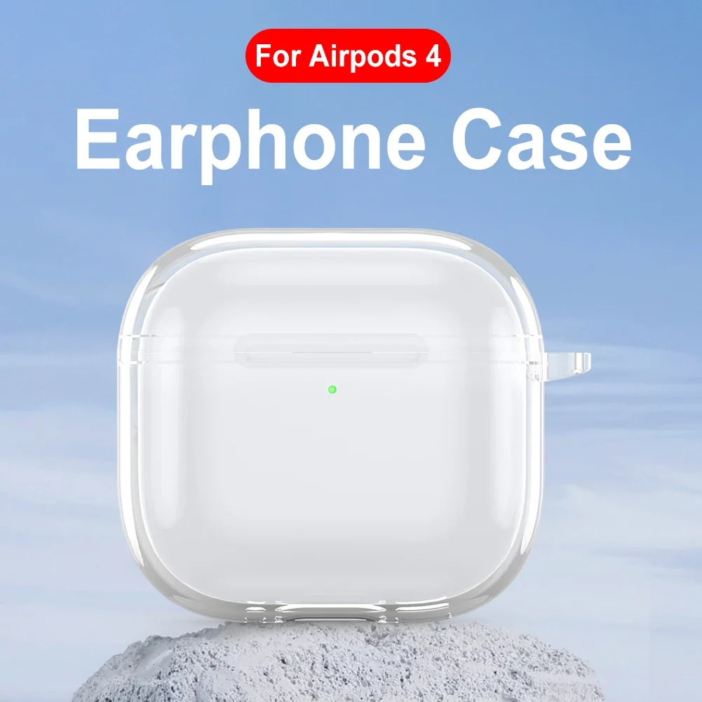 Clear TPU Shockproof Case Cover for Wireless Earphones with Carabiner