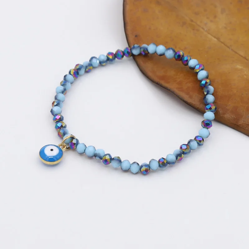 12-teiliges Perlenarmband-Set für Damen, Böhmischer Schmuck mit Bunten Kristallen und Bösem-Auge-Anhänger, Trendige Freundschaftsarmbänder, Geschenk im Großhandel – Detail 3