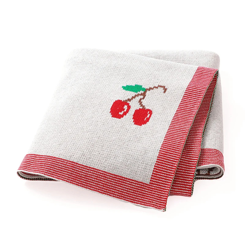 Cotton Baby Blanket Knit Newborn Girl Boy Bedding Quilt 90*70CM Infant Stroller Swaddling Fashion Cute Cartoon Cherry Super Soft Cotton Baby Blanket Knit Newborn Girl Boy Bedding Quilt 90*70CM Infant Stroller Swaddling Fashion Cute Cartoon Cherry Super Soft