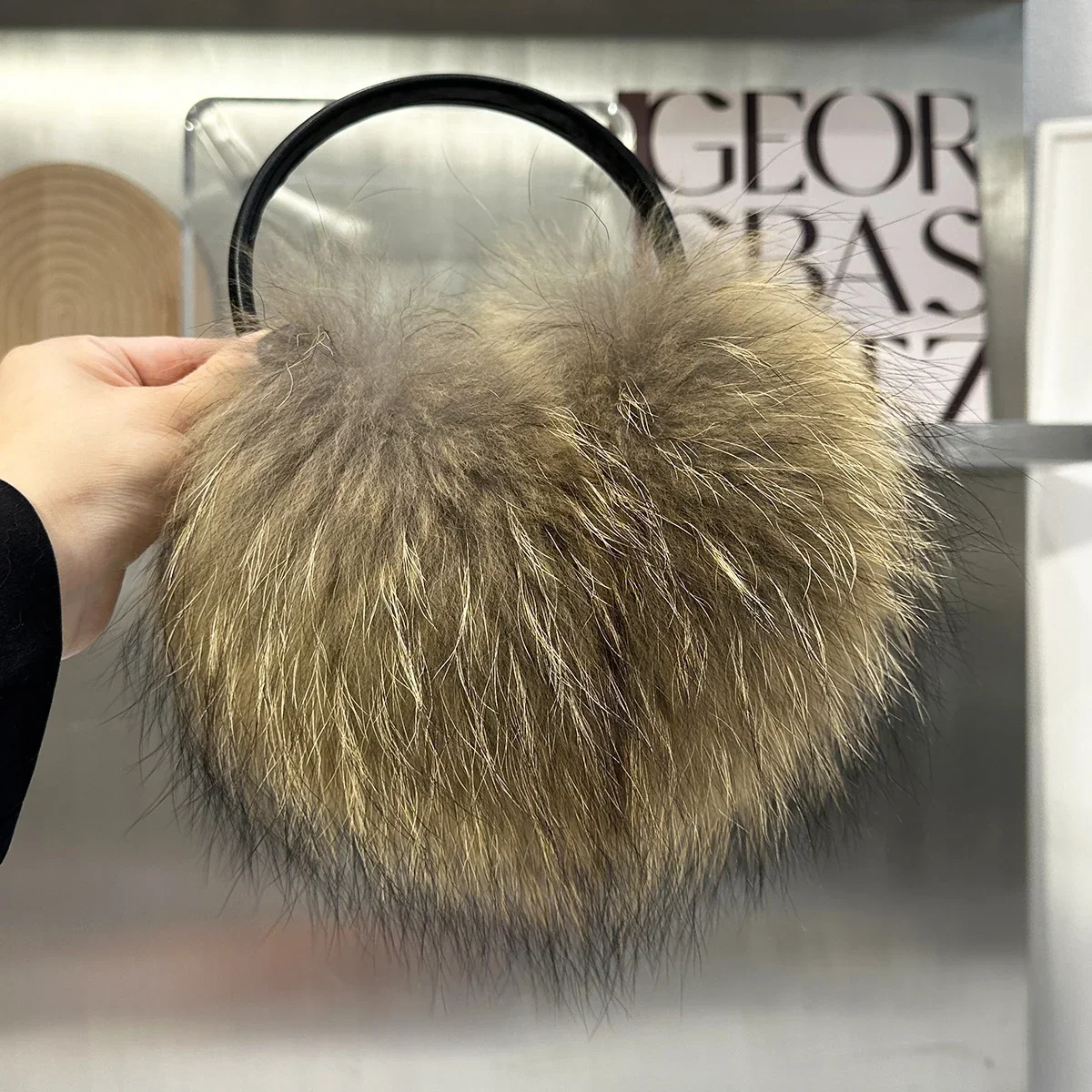 Real Fox Fur Earmuffs Natural Warm Fox Fur Earmuff Cute Oversized Fluffy Genuine Earmuffs Winter Ear Muffs